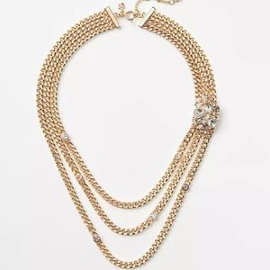 NWT LOFT Gold Stone Waterfall Necklace